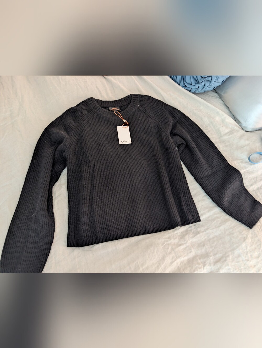 NWT Quince 100% Mongolian Cashmere Fisherman Crewneck Sweater Black L